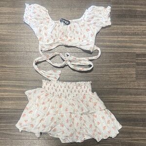 Katie J NYC White Floral Two-Piece Kids Matching Set